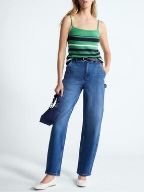High Rise Cropped Carpenter Barrel Jeans, 26" Inseam